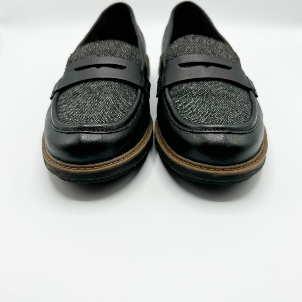 Clarks Collection Black Tweed Penny Loafer Raisie Eletta Soft Cushion Size 9.5 - Picture 7 of 9